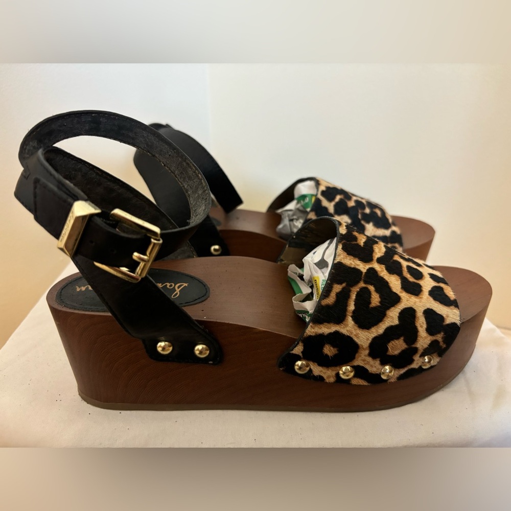 Sam Edelman Women’s Size 8 Dyed Calf Hair 70’s Chunky 2.5” Heel Platform Shoes